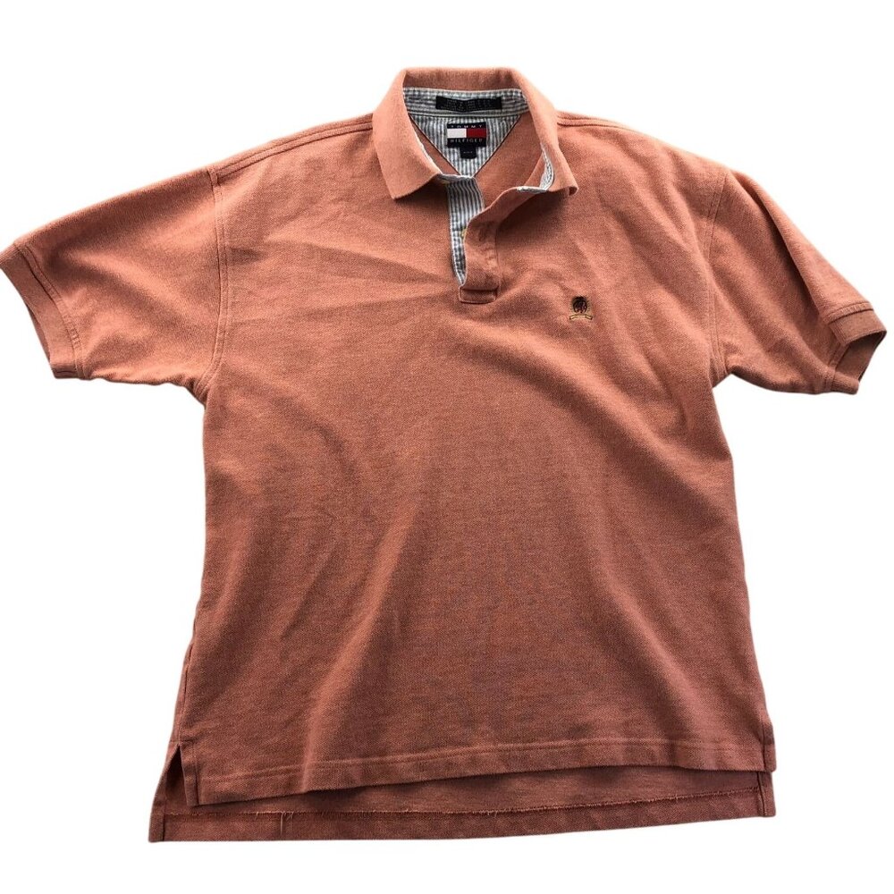 Tommy Hilfiger Mens Polo Shirt Medium Orange Short Sleeve Casual Travel Classic